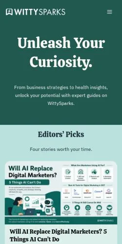 Anteprima del sito WittySparks, media di Stati Uniti per articoli sponsorizzati
