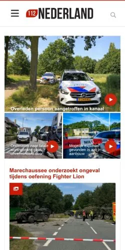 Podgląd witryny 112 Nederland, medium z kraju Holandia do artykułów sponsorowanych