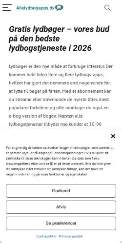 스폰서 기사용 덴마크 매체 Alle Lydbog Apps 사이트 미리보기
