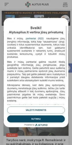Podgląd witryny AlytusPlius, medium z kraju Litwa do artykułów sponsorowanych