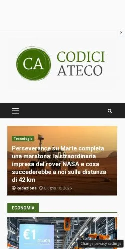 Forhåndsvisning af Codiciateco, medie fra Italien til sponsorerede artikler