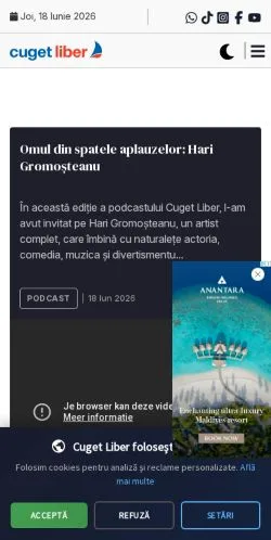 Anteprima del sito Cuget Liber Constanta, media di Romania per articoli sponsorizzati