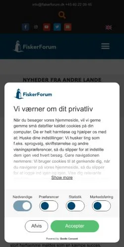 Anteprima del sito FiskerForum, media di Danimarca per articoli sponsorizzati
