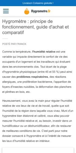 Anteprima del sito Hygromètre, media di Francia per articoli sponsorizzati