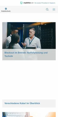 Vista previa del sitio Kabeltechnik Ratgeber, medio de Alemania para artículos patrocinados