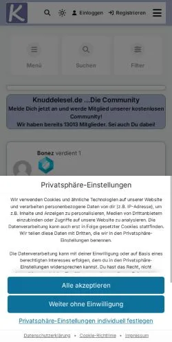 Anteprima del sito Knuddelesel, media di Germania per articoli sponsorizzati