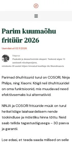 Anteprima del sito kuumaohufrituur, media di Stati Uniti per articoli sponsorizzati