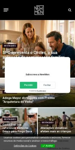 Pré-visualização do site New Men, meio de Portugal para artigos patrocinados