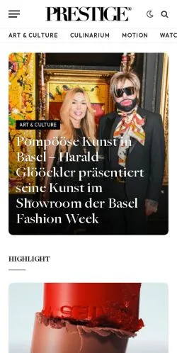 Anteprima del sito Prestige Magazin, media di Germania per articoli sponsorizzati
