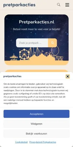 Anteprima del sito Pretparkacties, media di Paesi Bassi per articoli sponsorizzati