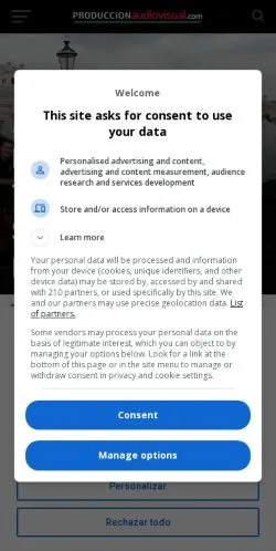 Anteprima del sito INICIO • Producción Audiovisual, media di Spagna per articoli sponsorizzati