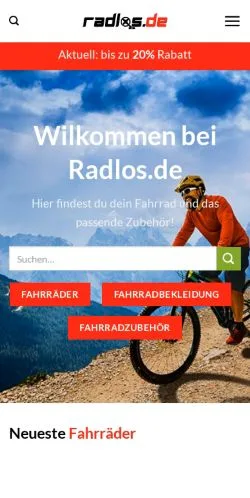Forhåndsvisning av nettstedet Radlos, medium fra Tyskland for sponsede artikler