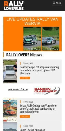 Anteprima del sito Rallylovers, media di Belgio per articoli sponsorizzati