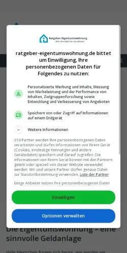 Podgląd witryny Eigentumswohnung Ratgeber, medium z kraju Niemcy do artykułów sponsorowanych