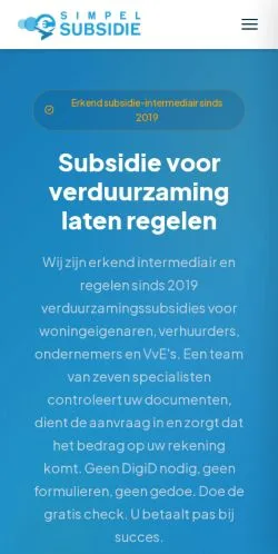 Podgląd witryny Simpel Subsidie, medium z kraju Holandia do artykułów sponsorowanych