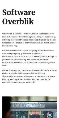 Pré-visualização do site softwareoverblik.dk, meio de Dinamarca para artigos patrocinados