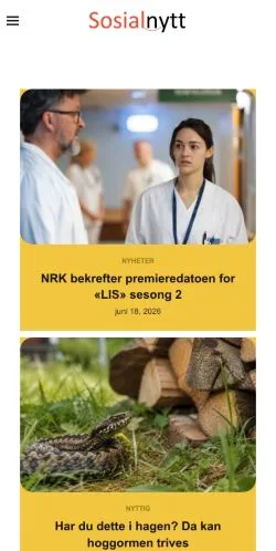 Podgląd witryny Sosialnytt, medium z kraju Norwegia do artykułów sponsorowanych