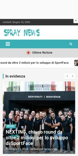 Anteprima del sito Spraynews.it -, media di Italia per articoli sponsorizzati