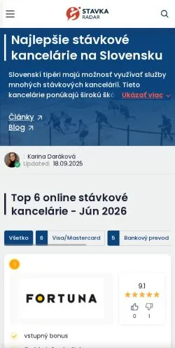 Anteprima del sito Stávka Radar, media di Slovacchia per articoli sponsorizzati