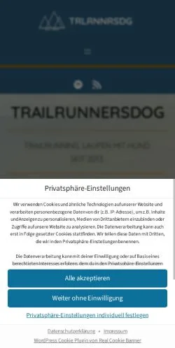 Podgląd witryny Trailrunnersdog, medium z kraju Niemcy do artykułów sponsorowanych