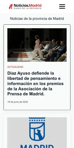 Podgląd witryny Noticias De Madrid, medium z kraju Hiszpania do artykułów sponsorowanych