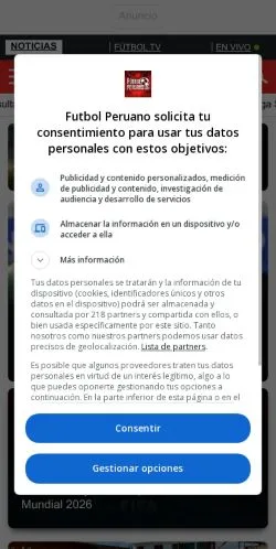 Anteprima del sito Futbolperuano, media di Perù per articoli sponsorizzati