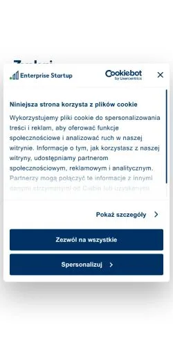 Vista previa del sitio Enterprise Startup, medio de Polonia para artículos patrocinados