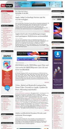 스폰서 기사용 독일 매체 MacGadget 사이트 미리보기