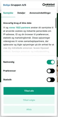 Voorbeeld van de site Boliga, medium uit Denemarken voor gesponsorde artikelen