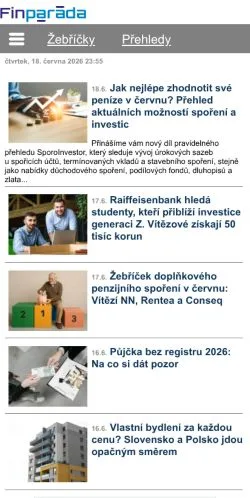 Anteprima del sito Finparáda, media di Cechia per articoli sponsorizzati