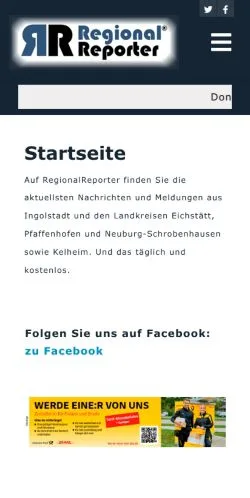 Podgląd witryny RegionalReporter, medium z kraju Niemcy do artykułów sponsorowanych