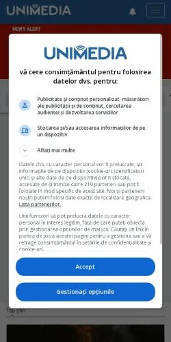 Anteprima del sito UNIMEDIA, media di Romania per articoli sponsorizzati