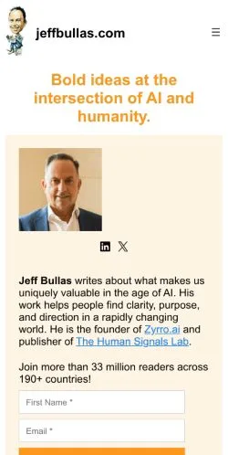 Anteprima del sito Jeff Bullas, media di Stati Uniti per articoli sponsorizzati