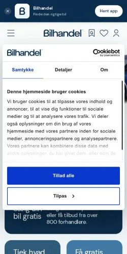 Voorbeeld van de site Bilhandel, medium uit Denemarken voor gesponsorde artikelen
