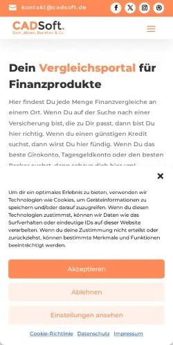 Forhåndsvisning av nettstedet CADSoft Finanzportal, medium fra Tyskland for sponsede artikler