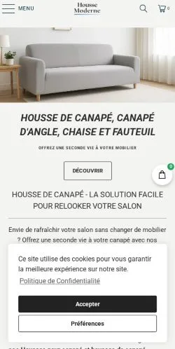 Pré-visualização do site Housse Moderne, meio de França para artigos patrocinados