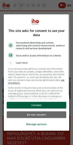 Anteprima del sito IHO Indóház Online, media di Ungheria per articoli sponsorizzati