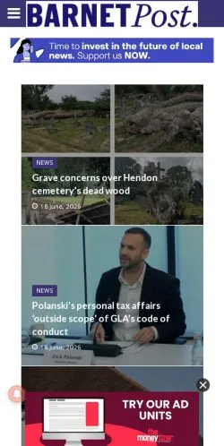 Anteprima del sito Barnet Post, media di Regno Unito per articoli sponsorizzati