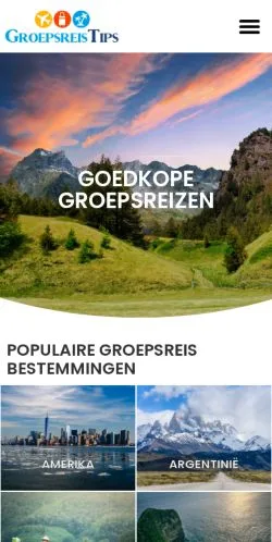 Anteprima del sito Groepsreizen Tips, media di Paesi Bassi per articoli sponsorizzati