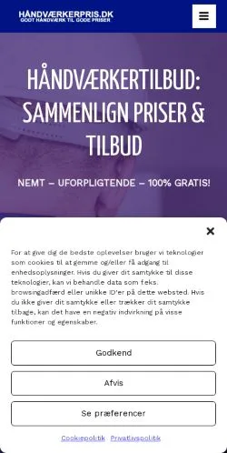 Anteprima del sito Håndværkerpris, media di Danimarca per articoli sponsorizzati