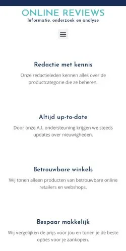Podgląd witryny Online Reviews, medium z kraju Belgia do artykułów sponsorowanych