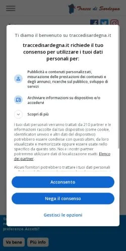 Anteprima del sito Tracce di Sardegna, media di Italia per articoli sponsorizzati