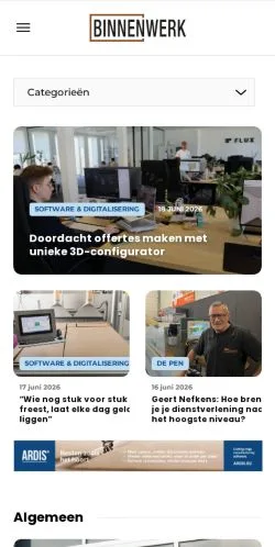 Voorbeeld van de site Binnenwerk, medium uit Nederland voor gesponsorde artikelen