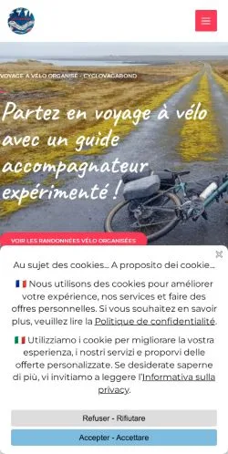 Anteprima del sito CycloVagabond, media di Francia per articoli sponsorizzati