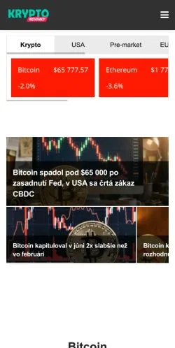 스폰서 기사용 슬로바키아 매체 Kryptonovinky 사이트 미리보기
