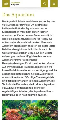 Anteprima del sito Aquarium Ratgeber, media di Germania per articoli sponsorizzati