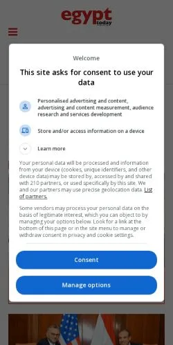 Anteprima del sito Egypt Today, media di Stati Uniti per articoli sponsorizzati