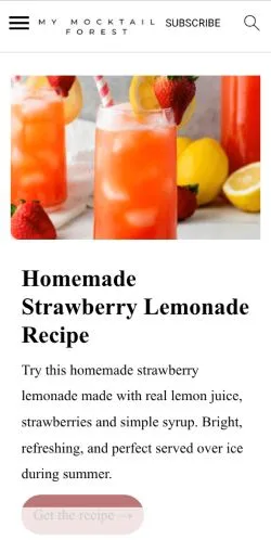 スポンサード記事向けのアメリカ合衆国メディア、My Mocktail Forestのサイトプレビュー
