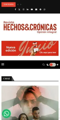 Podgląd witryny Revista Hechos y Crónicas, medium z kraju Hiszpania do artykułów sponsorowanych