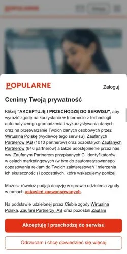 Podgląd witryny Popularne, medium z kraju Polska do artykułów sponsorowanych